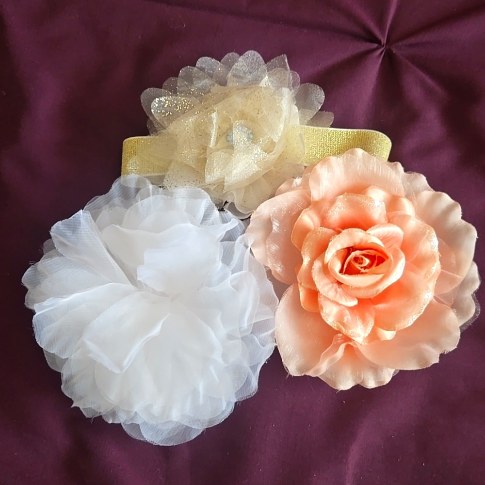 Floral Headbands; The Children's Place; White; Pink; Gold